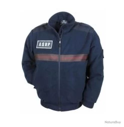 BLOUSON POLAIRE MARINE BANDES BORDEAUX ASVP 3 XL