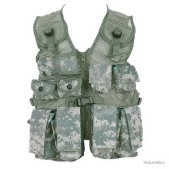 GILET / VESTE TACTIQUE ENFANT CAMOUFLAGE ACU AJUSTABLE ET MULTIPOCHES 101 INC AIRSOFT PAINTBALL
