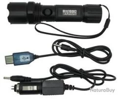Lampe SWISS ARMS Rechargeable Verte (12V+220V+collier 25,4mm+cable USB) /