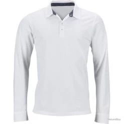 POLO Blanc Manches Longues Broderie Au Choix