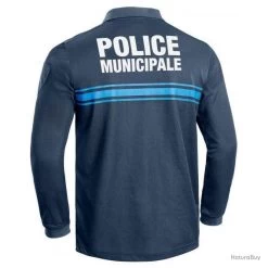 Polo PM Manche Longue Double Face Col Zip Bleu