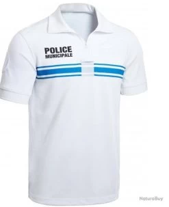 Polo Manches Courtes Blanc Police Municipale ONE 4 XL
