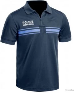 Polo Manches Courtes Bleu Marine Police Municipale A10