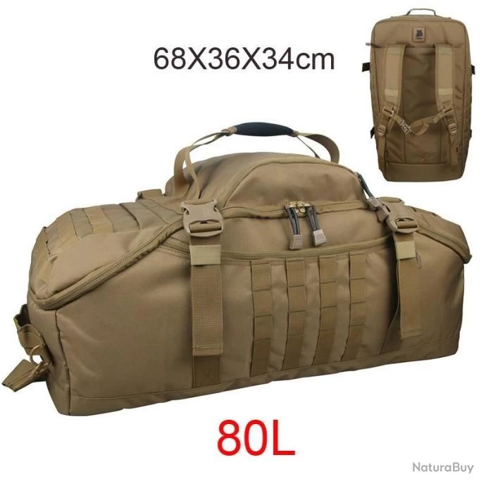 Sac à Dos Tactique - 80L TAN - Militaire Mixte & Polyvalent - Tissu Très Résistant 600D 3 Sac à Dos Tactique - 80L TAN - Militaire Mixte & Polyvalent - Tissu Très Résistant 600D