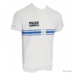 T Shirt Blanc Police Municipale Coton