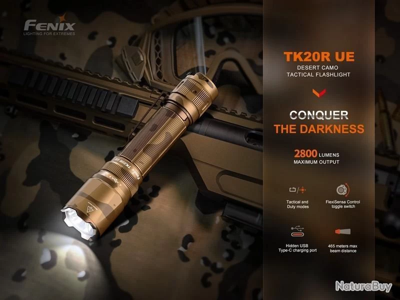Lampe Torche Tactique Fenix TK20R UE Gris - 2800 Lumens - Rechargeable 4 Lampe Torche Tactique Fenix TK20R UE Gris - 2800 Lumens - Rechargeable – Image 2