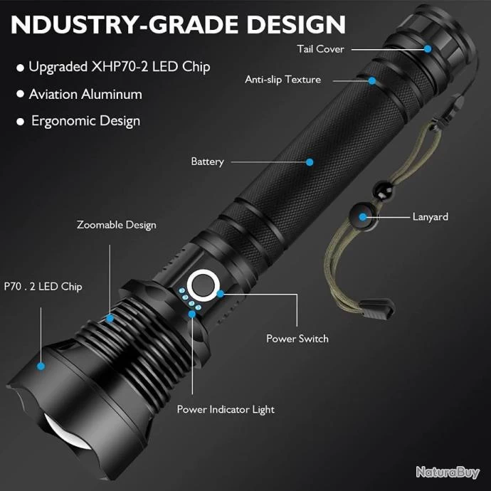 LAMPE TORCHE RECHARGEABLE 10.000 LUMENS 6 LAMPE TORCHE RECHARGEABLE 10.000 LUMENS – Image 4