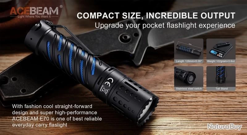 Lampe Torche Acebeam E70 AL - 4600 Lumens - 240 Mètres De Portée 6 Lampe Torche Acebeam E70 AL - 4600 Lumens - 240 Mètres De Portée – Image 4