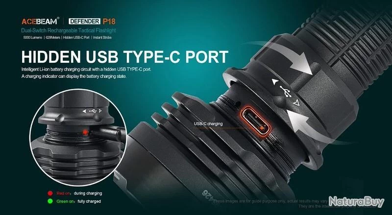 Lampe Torche Acebeam P18 - 5000 Lumens - 629 Mètres De Portée 6 Lampe Torche Acebeam P18 - 5000 Lumens - 629 Mètres De Portée – Image 4