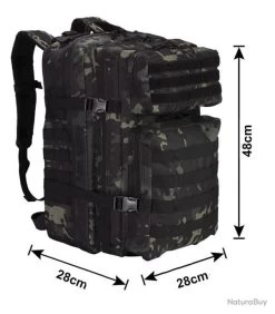 Sac à Dos Tactique Militaire 45L Chasse Pêche Randonnée Camping Escalade Camouflage Noir -L'équipement tactique est un véritable gagnant. 00004 Sac a Dos Tactique Militaire 45L Chasse Peche Randonnee Camping Escalade Camouflage Noir