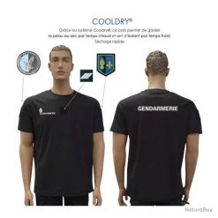 T Shirt Cooldry Gendarmerie Départementale Patrol Equipement Noir