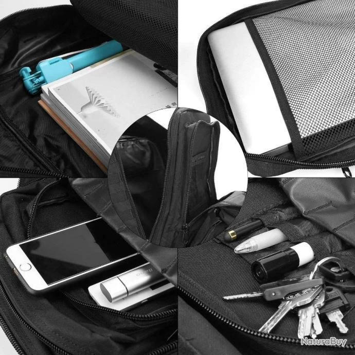 Sac à Dos Militaire Tactique 40L Multifonction Randonnée Chasse Pêche Camping Trekking Escalade Noir 7 Sac à Dos Militaire Tactique 40L Multifonction Randonnée Chasse Pêche Camping Trekking Escalade Noir – Image 5