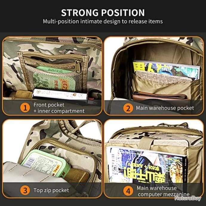 Sac à Dos Tactique Militaire 40L Pythons Bandoulière Homme Imperméable Chasse Randonnée Camping 7 Sac à Dos Tactique Militaire 40L Pythons Bandoulière Homme Imperméable Chasse Randonnée Camping – Image 5