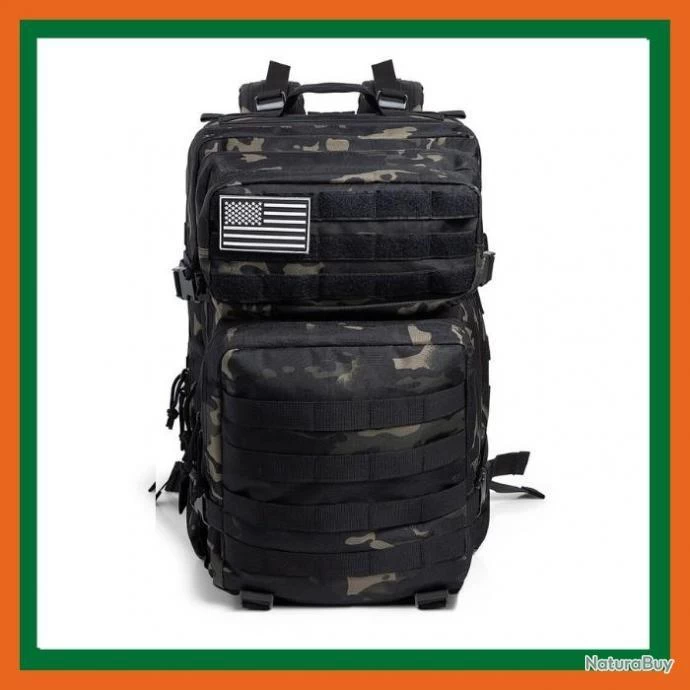 Sac à Dos Tactique Militaire 50L - CAMO Noir - Livraison Rapide 3 Sac à Dos Tactique Militaire 50L - CAMO Noir - Livraison Rapide