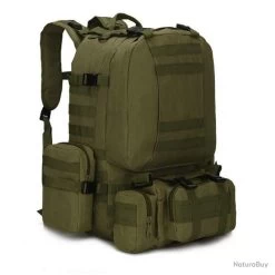 Grand Sac à Dos 55L Tactique Militaire Multifonction Kaki Pour Randonnée Camping Chasse Neuf
