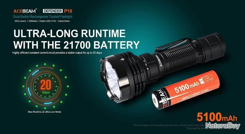 Lampe Torche Acebeam P18 - 5000 Lumens - 629 Mètres De Portée 9 Lampe Torche Acebeam P18 - 5000 Lumens - 629 Mètres De Portée – Image 7