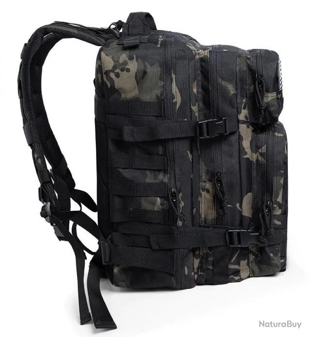Sac à Dos Tactique Militaire 50L - CAMO Noir - Livraison Rapide 5 Sac à Dos Tactique Militaire 50L - CAMO Noir - Livraison Rapide – Image 3