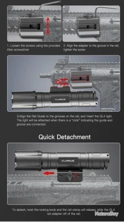 Lampe Torche Klarus GL4 - 3300 Lumens - Rechargeable + Fixation Picatinny + Interrupteur Déporté -L'équipement tactique est un véritable gagnant. 00009 Lampe Torche Klarus GL4 3300 Lumens Rechargeable Fixation picatinny Interrupteur deporte