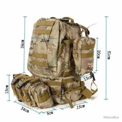 Grand Sac à Dos 55L Tactique Militaire Multifonction Kaki Pour Randonnée Camping Chasse Neuf -L'équipement tactique est un véritable gagnant. 00010 Grand Sac a Dos 55L Tactique Militaire Multifonction Noir pour Randonnee Camping Chasse Neuf