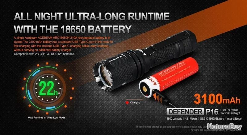 Lampe Torche Acebeam P16 - 1800 Lumens - 484 Mètres De Portée 13 Lampe Torche Acebeam P16 - 1800 Lumens - 484 Mètres De Portée – Image 11