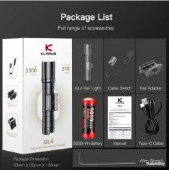 Lampe Torche Klarus GL4 - 3300 Lumens - Rechargeable + Fixation Picatinny + Interrupteur Déporté -L'équipement tactique est un véritable gagnant. 00012 Lampe Torche Klarus GL4 3300 Lumens Rechargeable Fixation picatinny Interrupteur deporte